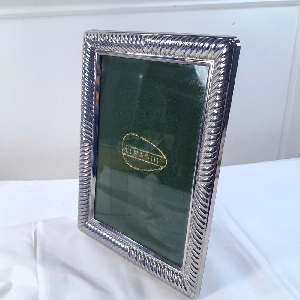 Vintage Alpadur picture photo Frame Silver tone rectangle‎ tabletop rope design